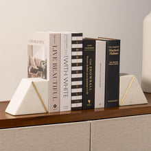 Load image into Gallery viewer, Handcrafted Decorative Marble Bookends with Non-Skid Base - Perfect for Shelving