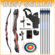 Load image into Gallery viewer, Noble 48/70 Inch Beginner Recurve Bow Kit - Complete with Arrows and Accessories