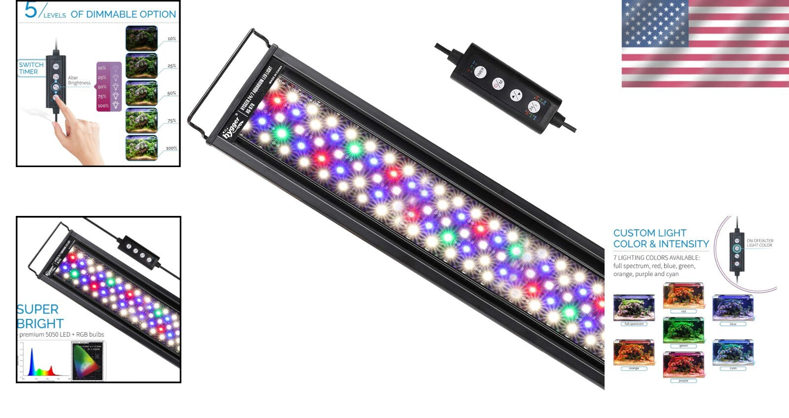 RGB LED Aquarium Light with Remote Control – Perfect for 18-24" Freshwater Tanks