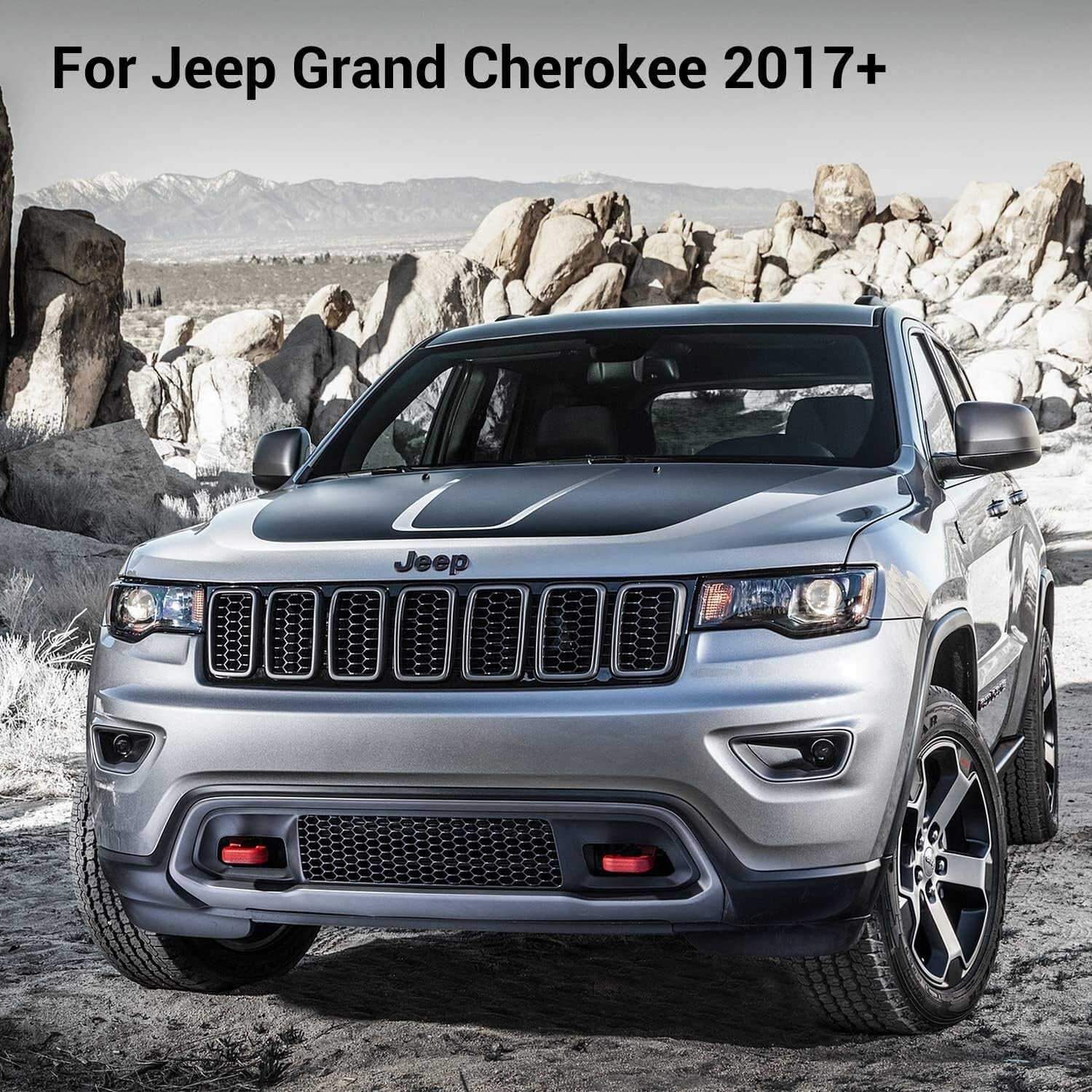 Front Grill Cover Trim Kit - 7Pcs ABS Inserts for 2017-2020 Jeep Grand Cherokee