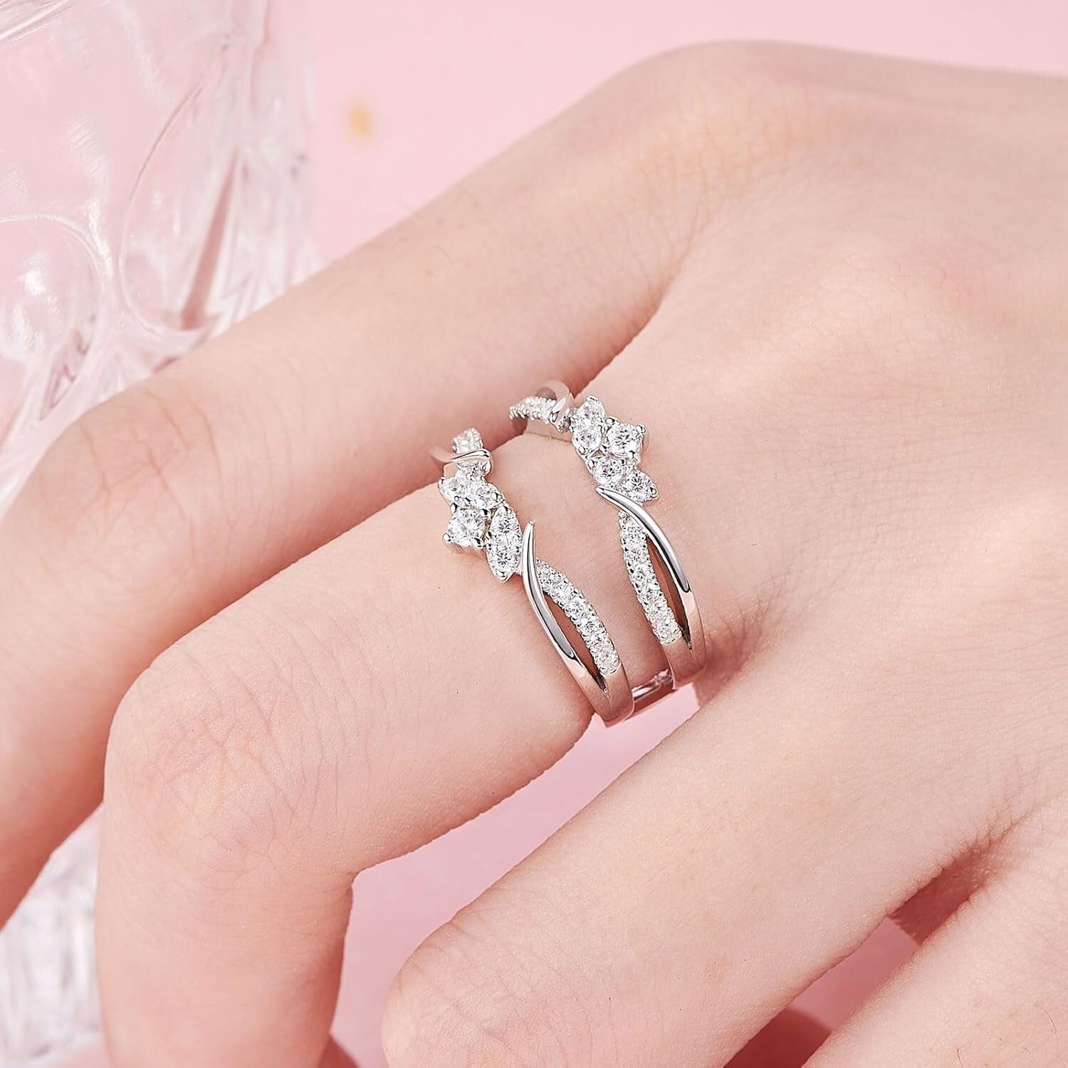 Women’s Stunning Rose Gold Plated Ring Enhancer - Perfect for Engagement Rings