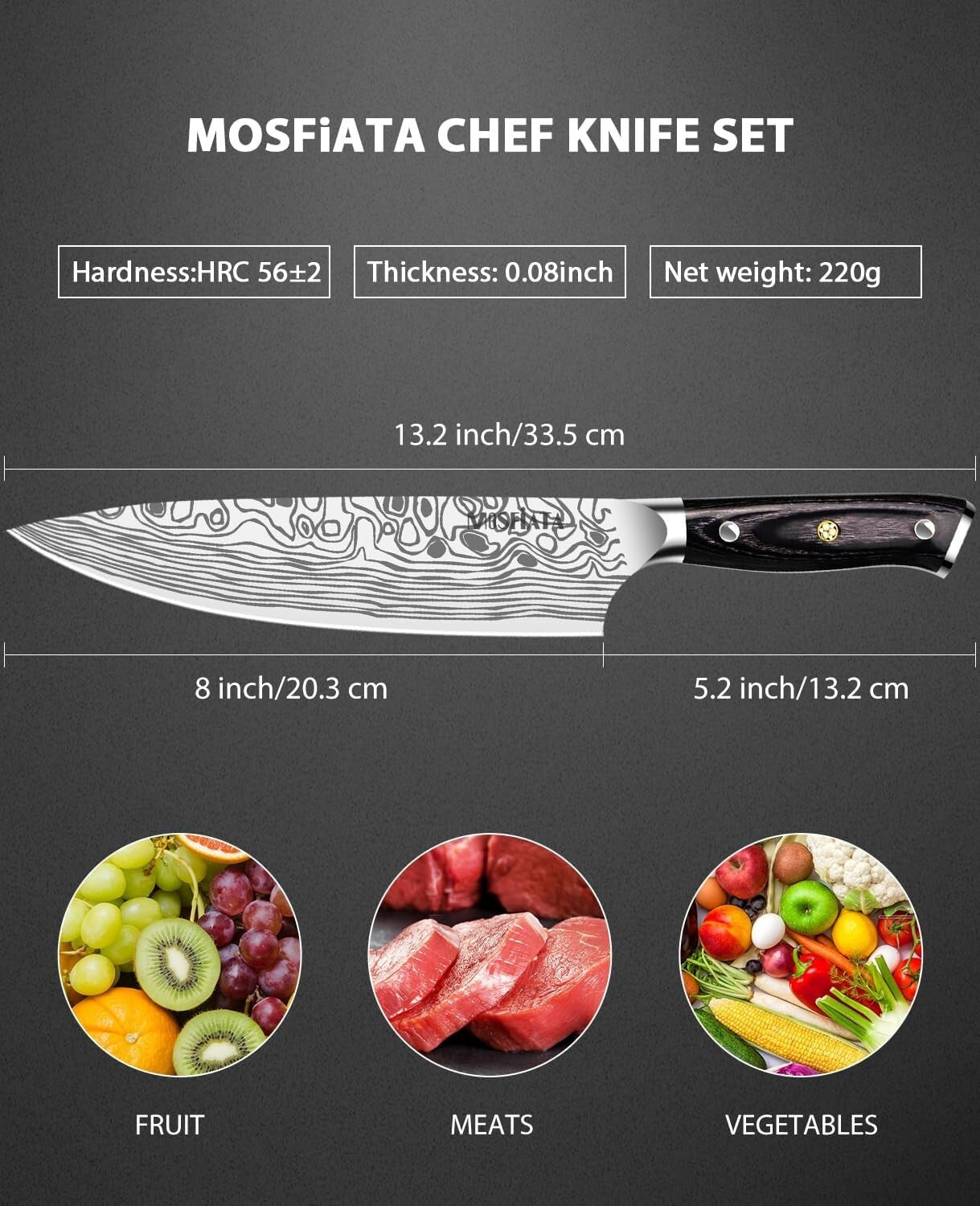 8" Chef's Knife in Gift Box - Professional High Carbon Stainless Steel Knife