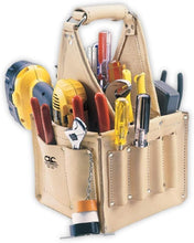 Load image into Gallery viewer, Tan Leather Electrician's Tool Carrier with Box-Shaped Design - 17 Pockets