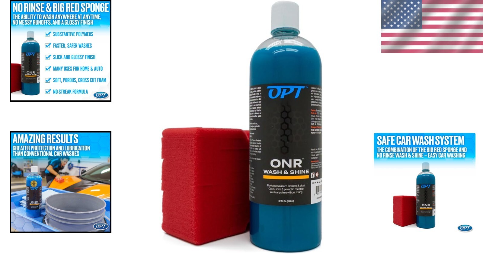 Eco-Friendly 32 oz. Rinseless Car Wash Kit with Big Red Sponge for Detailing