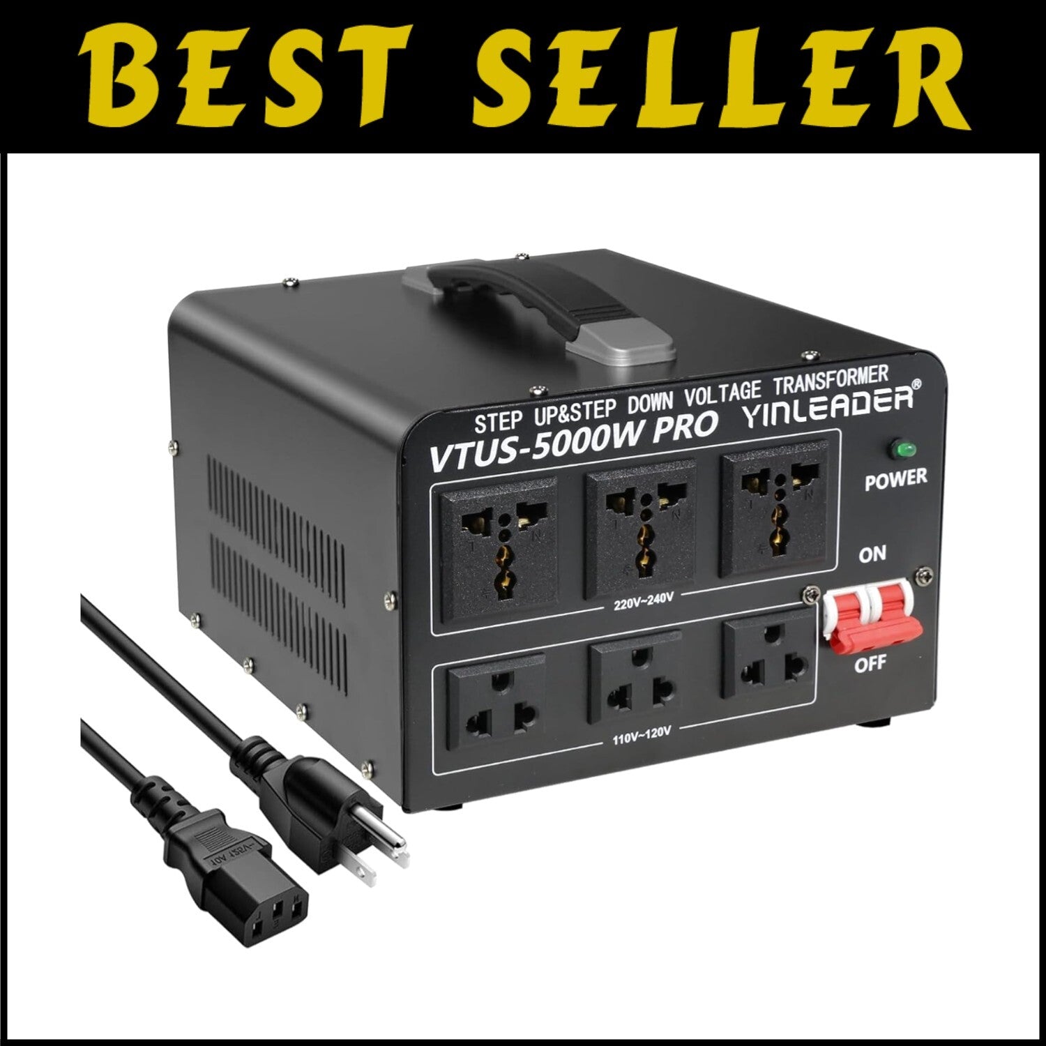 Efficient 5000W Voltage Converter with Three Sockets - Seamless Power Adaptation