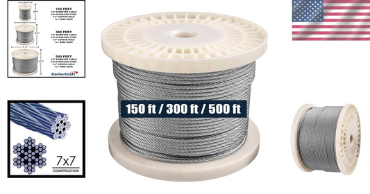 500ft 1/8" 316 Stainless Steel Wire Rope - Perfect for Deck Railing Systems