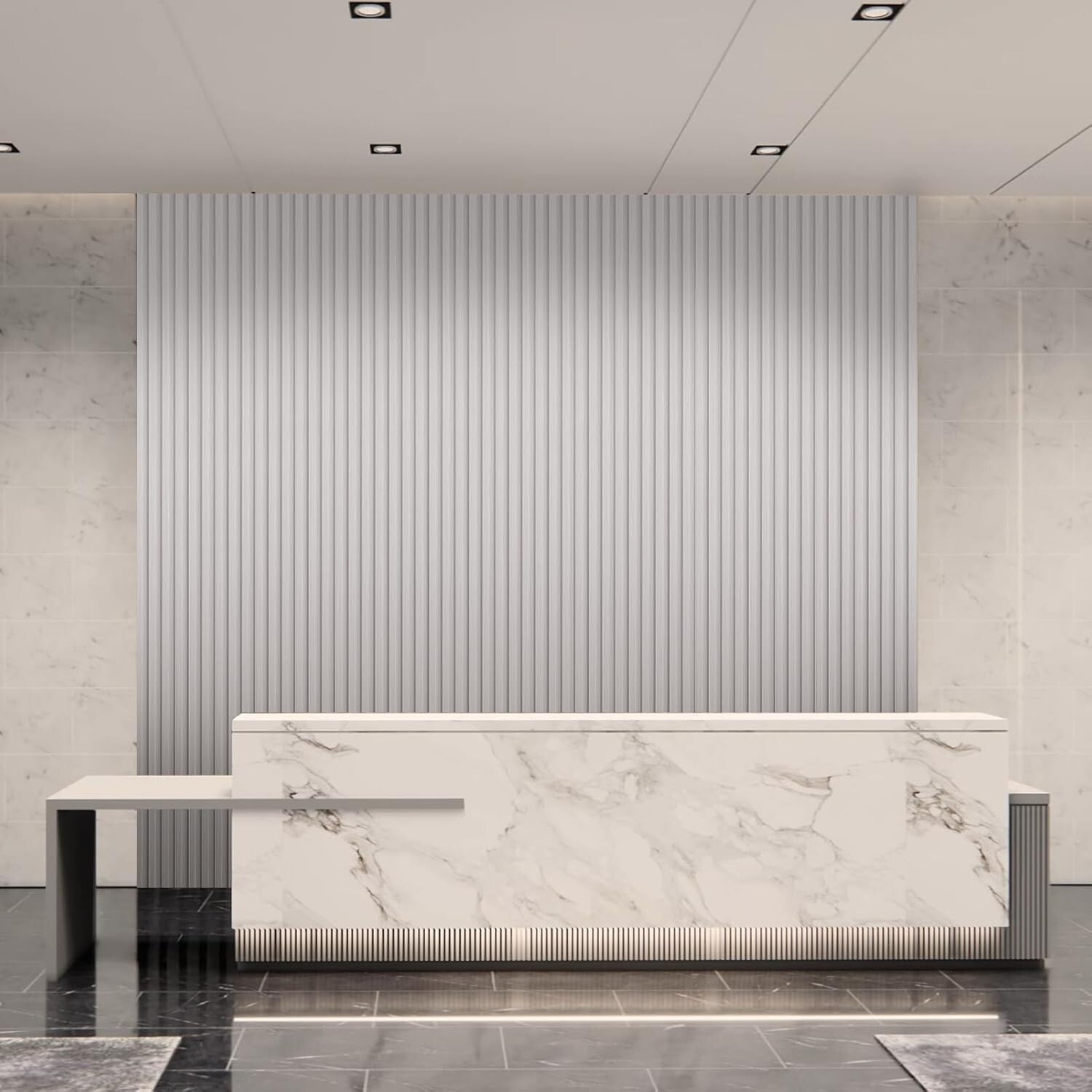 Contemporary Matte White WPC Slat Panels - Easy Install 8-Pack for Interiors