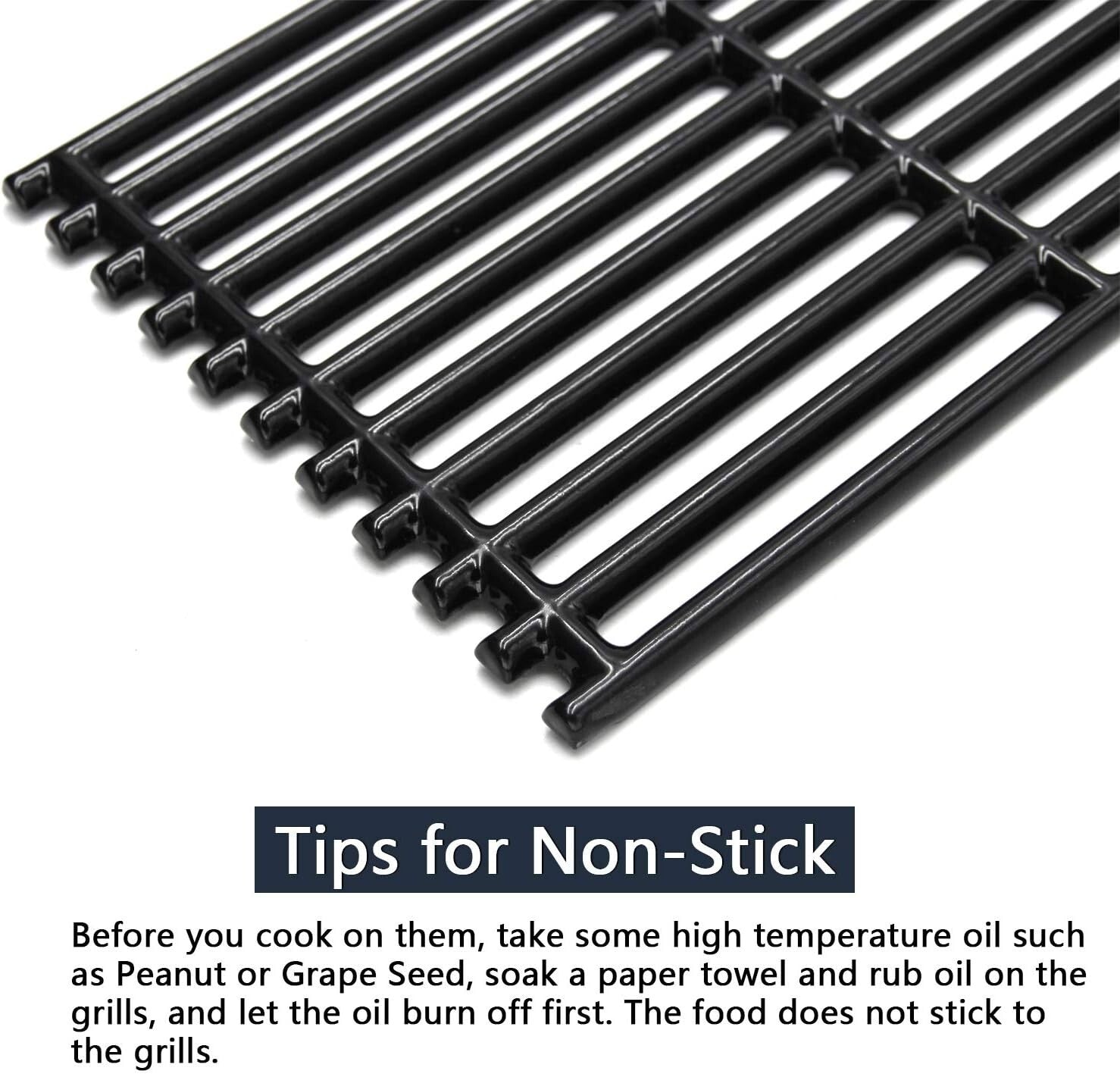 Effortless Cleanup with 18.25" Non-Stick Cast Iron Grill Grates for Charbroil