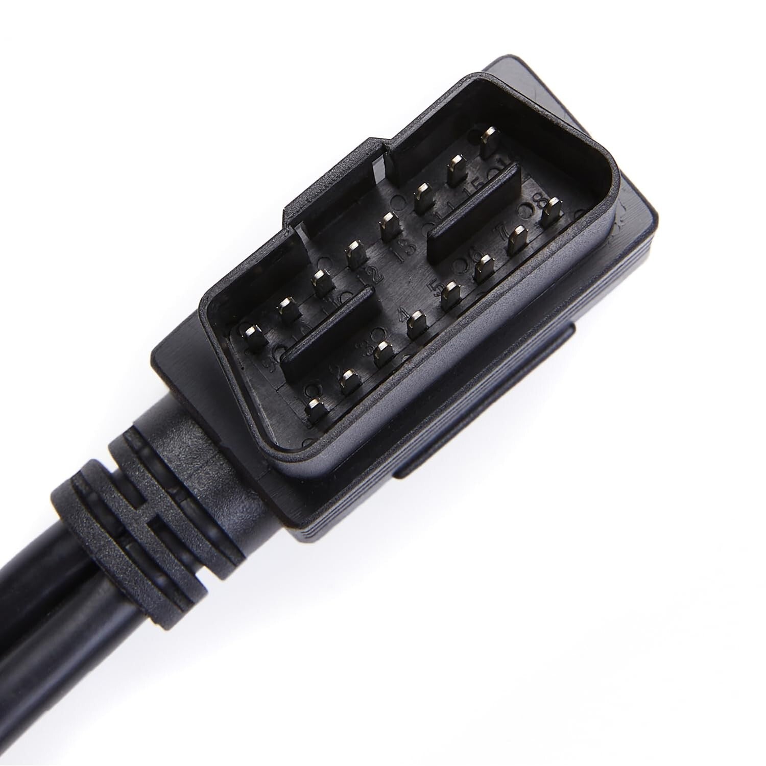 Compact 1FT Right Angle OBDII Y Cable - 16pin Male to Dual Extensions, 5-Pack