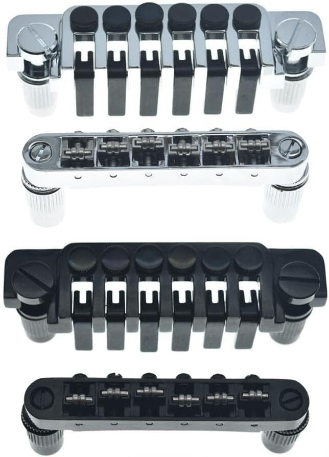 6.3mm Black Tune-O-Matic Roller Saddle Bridge & TP-6 Stopbar for Epiphone Models