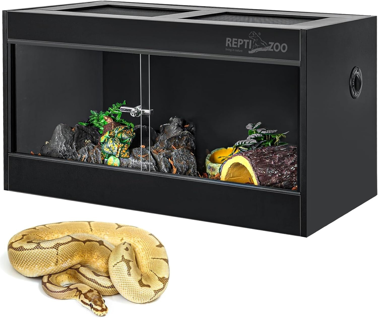 Durable PVC Reptile Lounge with Glass Door - 50 Gallon Tank for Snakes & Geckos