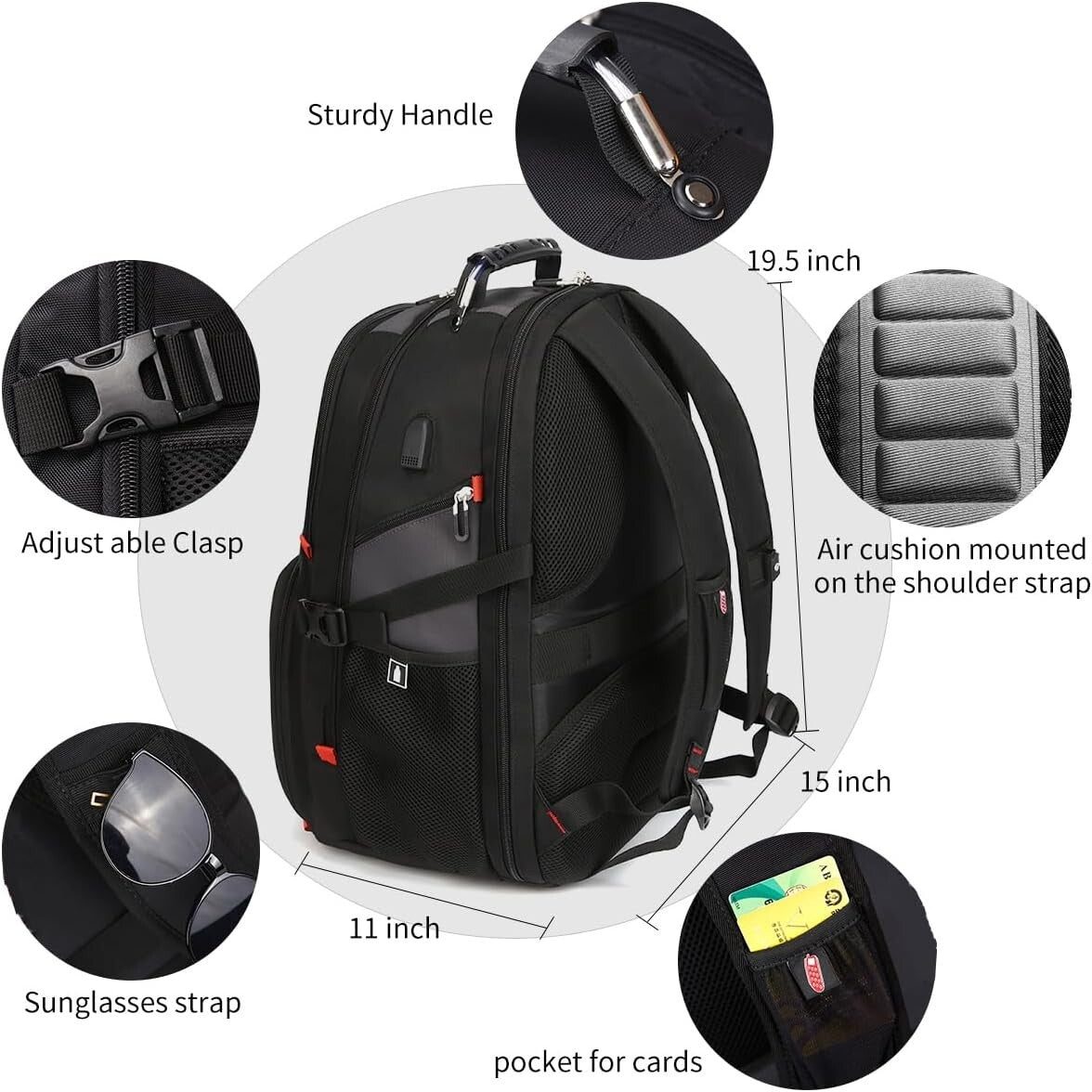Extra Large 50L College & Business Backpack with USB Charging - Fits 17" Devices