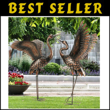 Load image into Gallery viewer, Freestanding Metal Crane Statues - Realistic Garden Art for Outdoor Elegance