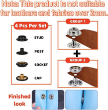 Load image into Gallery viewer, Versatile 100 Set Metal Snap Fasteners Kit with Brass Construction and Pliers