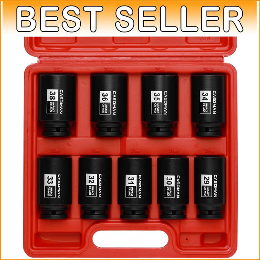 Durable 1/2-Inch Drive Deep Impact Socket Set, 29mm-38mm, Chrome Molybdenum