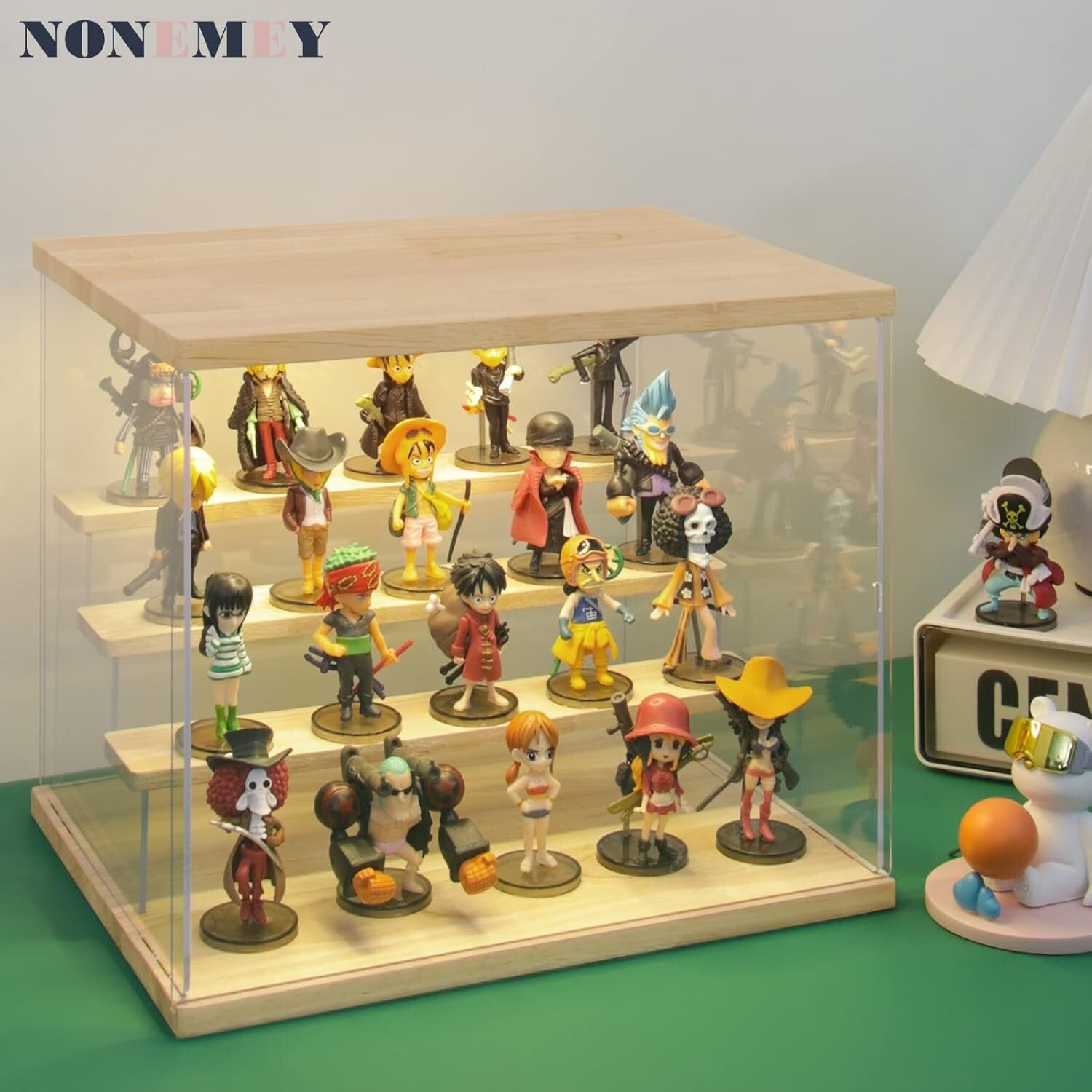 Clear Acrylic Display Case Stand with LED Lighting - Elegant 4-Tier Organizer