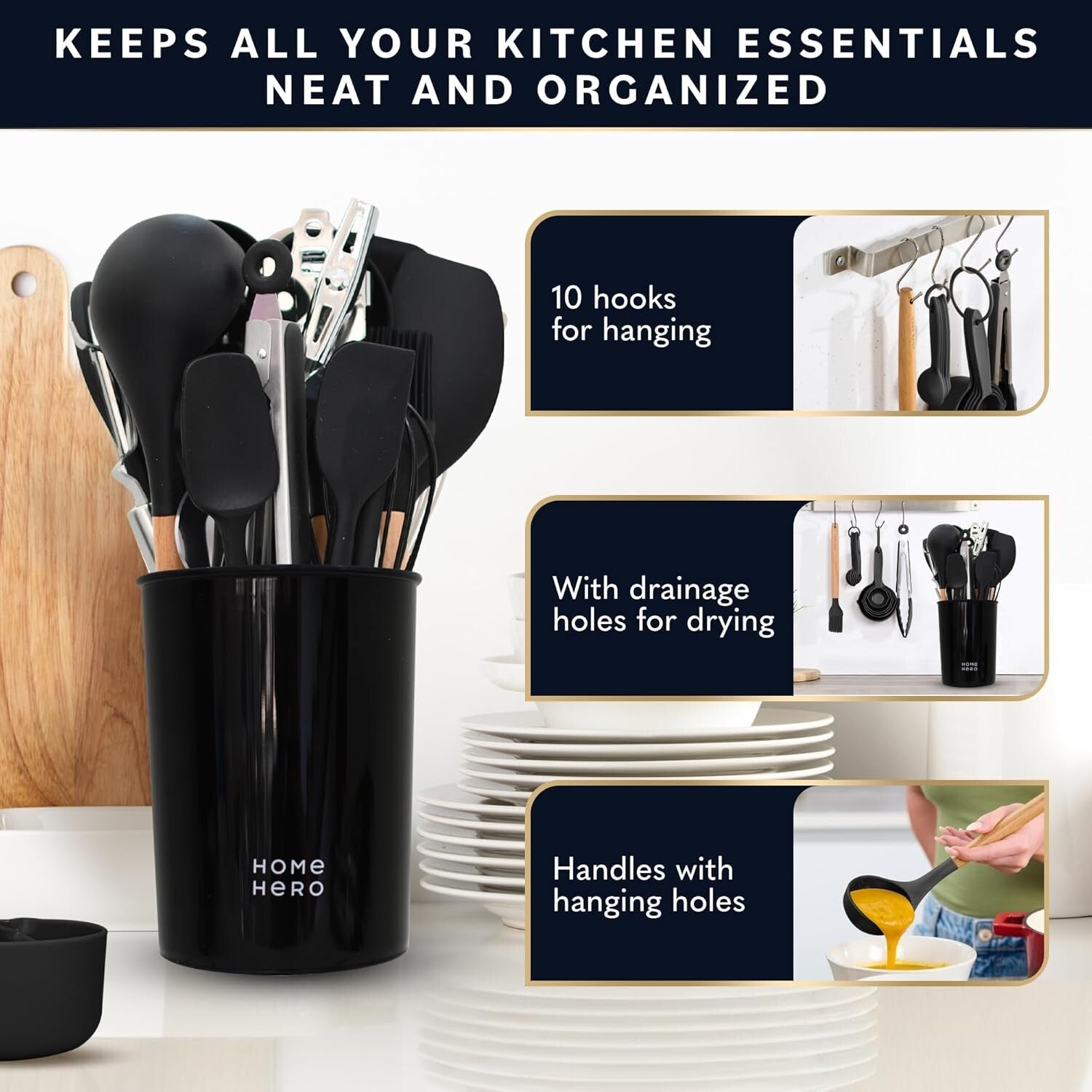 Premium Silicone Cooking Utensils Set - 44 Pieces with Elegant Beechwood Handles