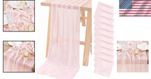 Load image into Gallery viewer, 10ft Blush Pink Soft Gauze Table Runners - Ideal for Parties &amp; Celebrations
