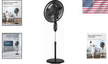 Load image into Gallery viewer, 18-Inch Oscillating Pedestal Fan with Remote &amp; 5 Speed Settings - Black Elegance