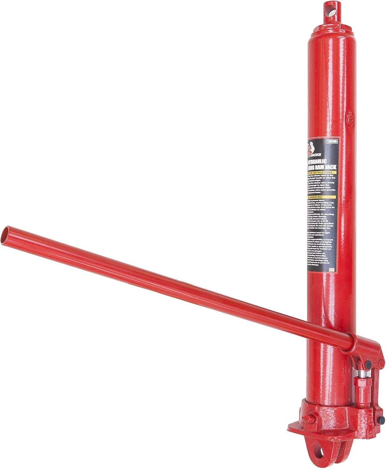 8 Ton Hydraulic Long Ram with Single Piston Pump - Versatile Clevis Base, Red