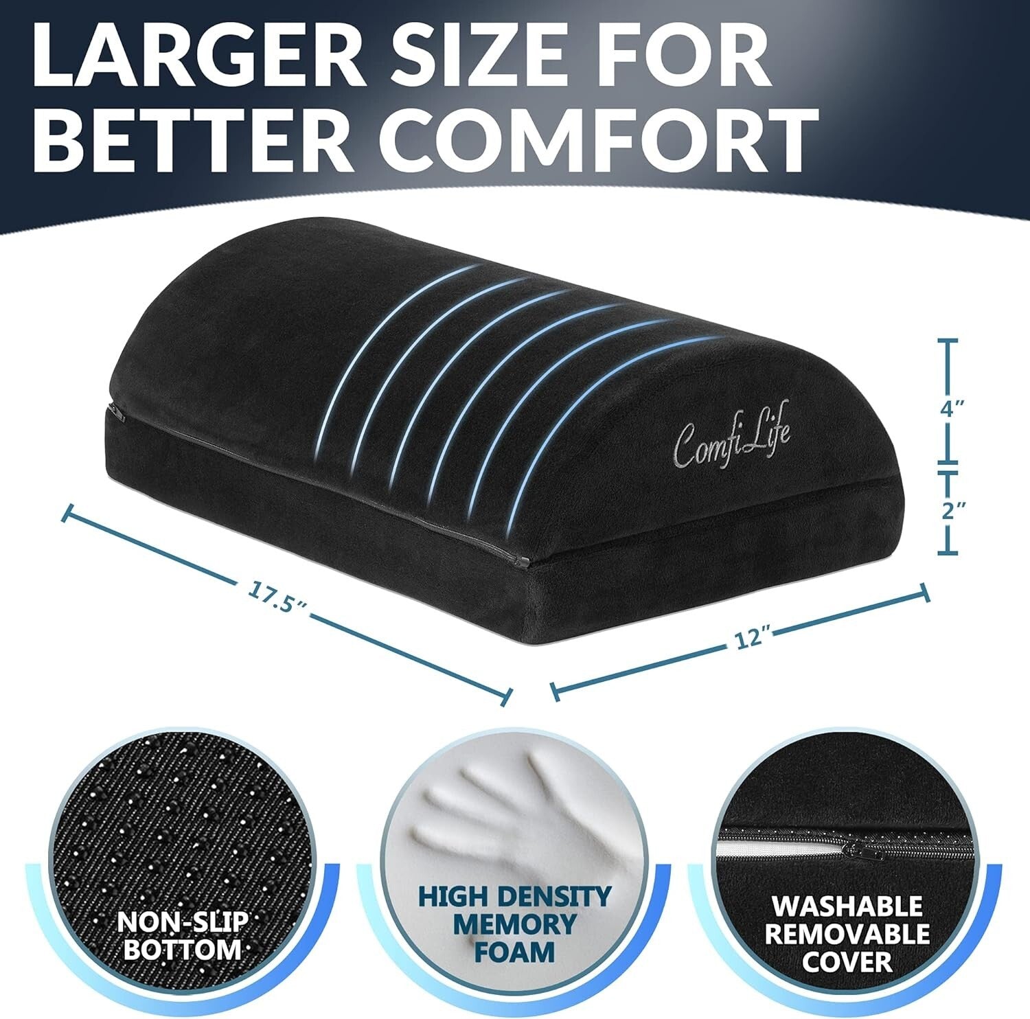 Multipurpose Adjustable Foot Stool - Memory Foam Comfort for Back Pain Relief