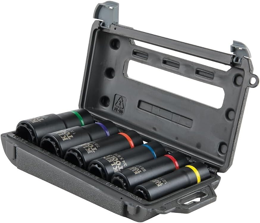 High-Torque 6-Piece Impact Socket Set with Hands-Free Adjustments & Tool Case