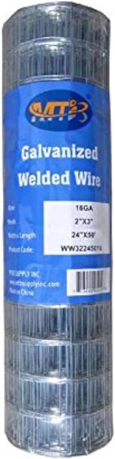 Durable Galvanized Welded Wire Fence - 16GA 24" x 50' for Gardens & Livestock