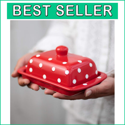 Charming Red Polka Dot Butter Keeper with Lid - Practical Kitchen Accessory