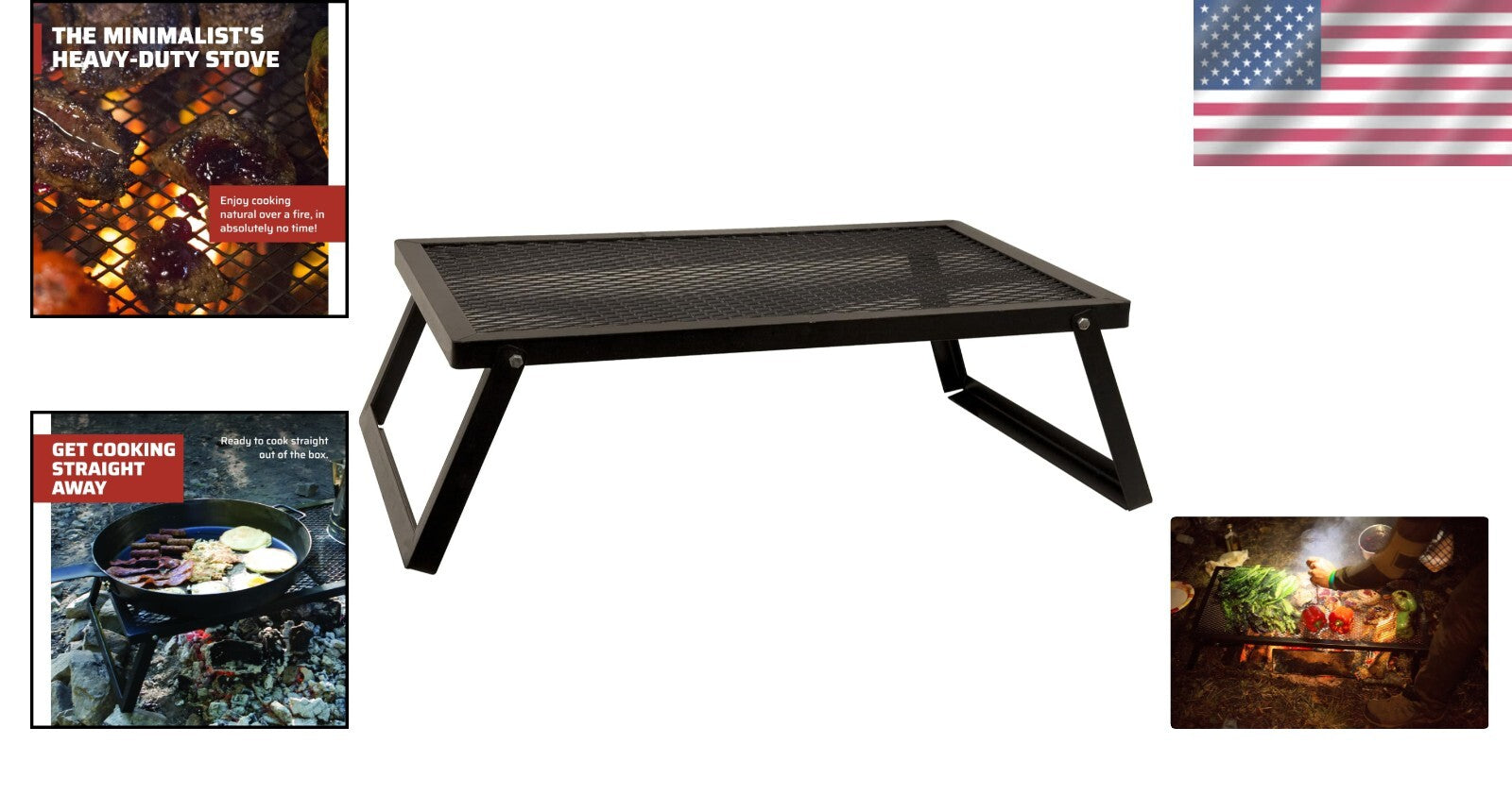 18" x 36" Portable Grill - Durable Steel Construction for Optimal Campfire Meals