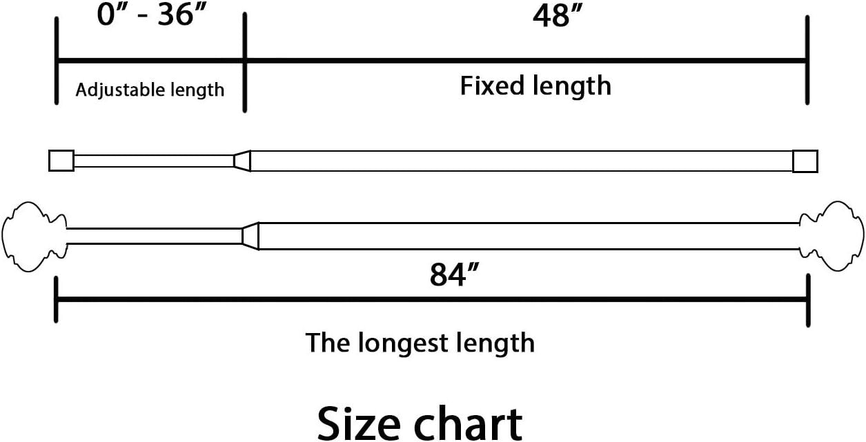 Contemporary Adjustable Curtain Rod Set, 48-84 Inches with Classic Finials