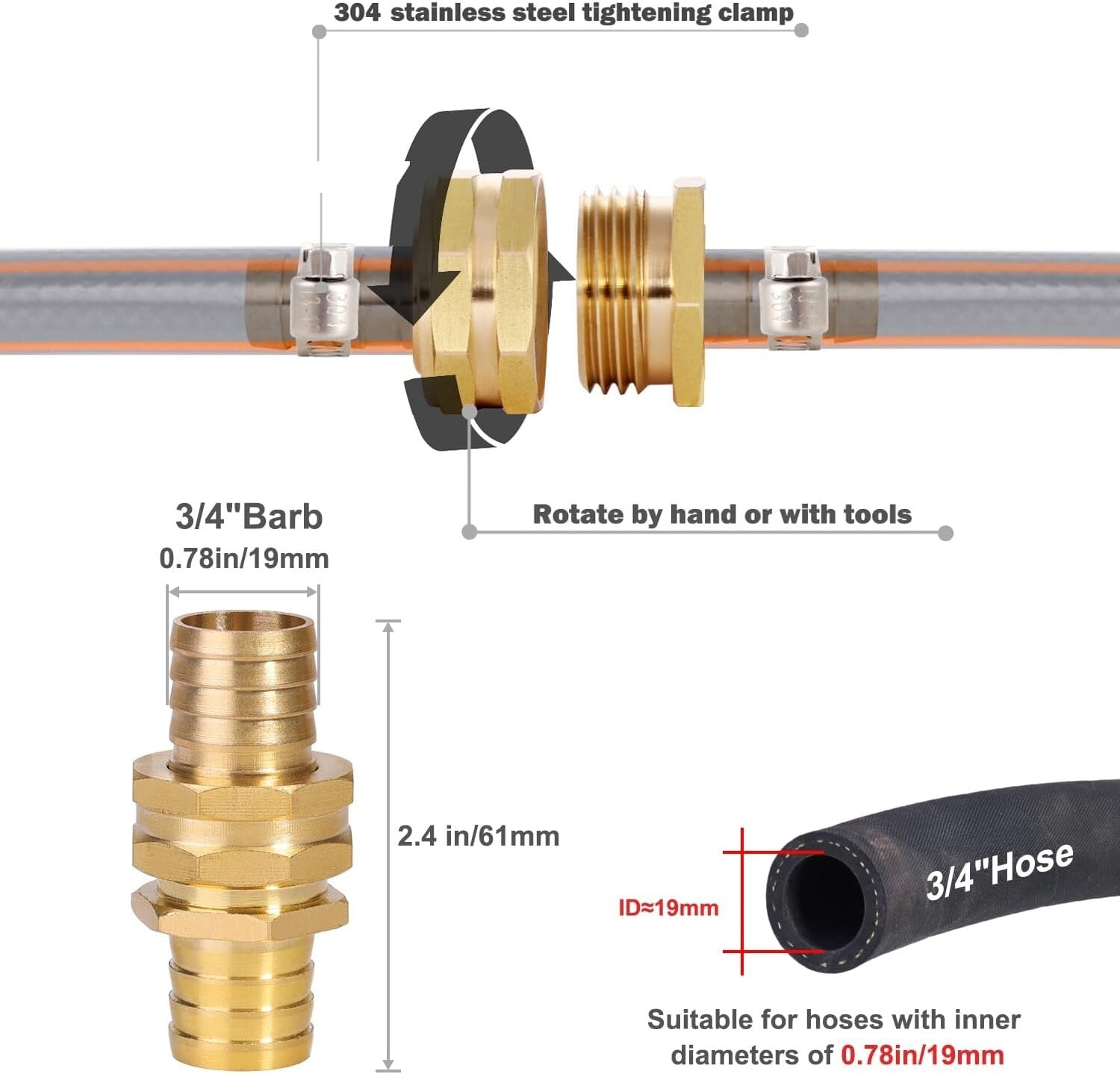 Durable Brass Garden Hose Repair Connector Set - 10 Male & 10 Female Fittings