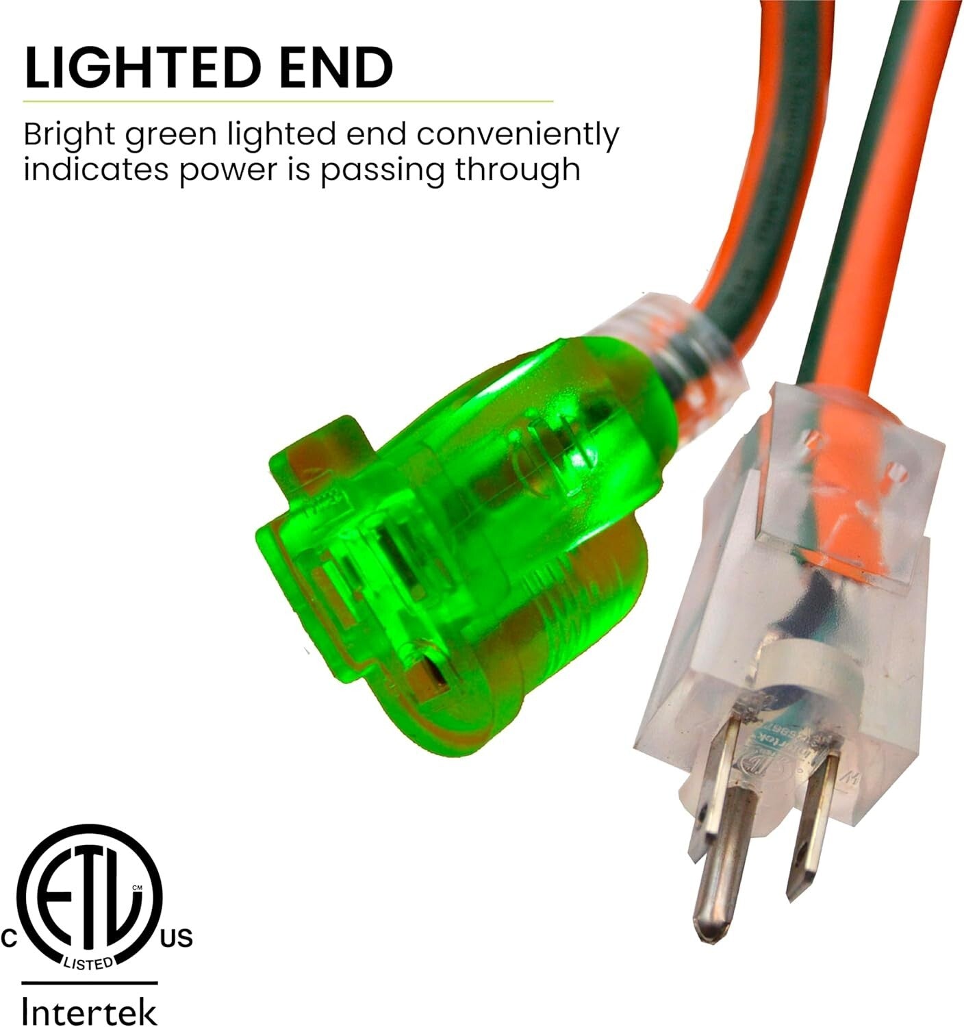 Moisture Resistant 100ft Extension Cord with Lighted End – Perfect for Outdoors