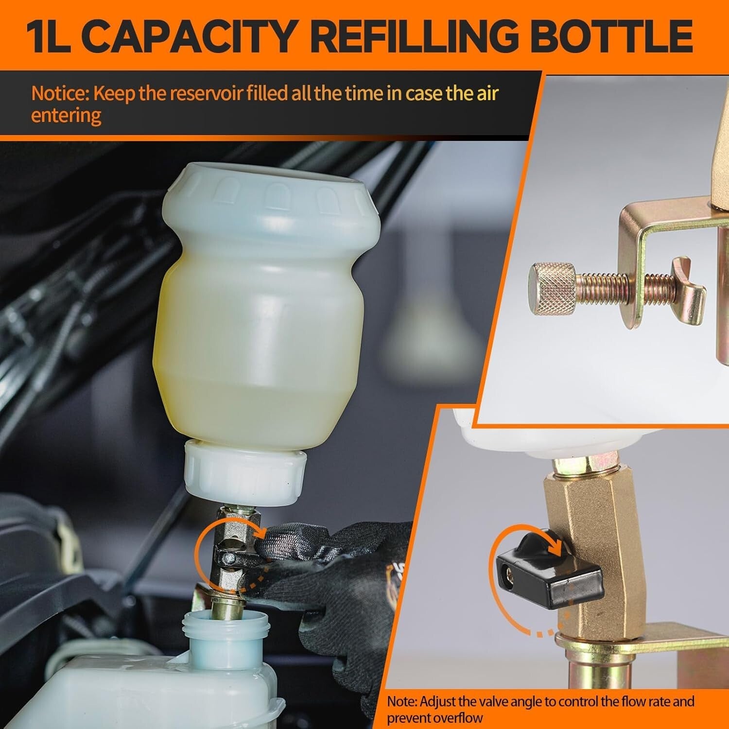 Compact 2L Vacuum Pump Kit for Quieter Brake Fluid Extraction & Refilling