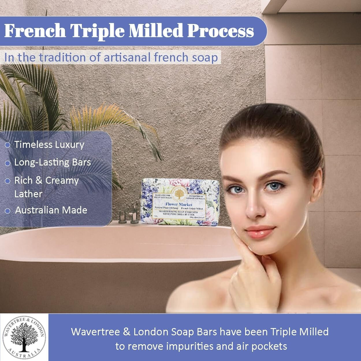 Elegant 8-Pack Natural Soap Bars with Shea Butter - French Triple Milled Quality