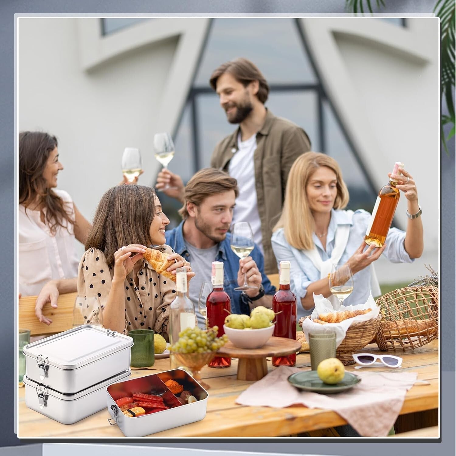 4-Piece Leak-Proof Stainless Steel Bento Lunch Box Set, Ideal for Work & Picnics