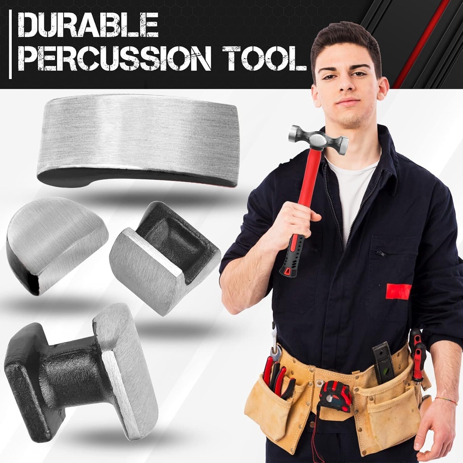 Complete Hammer and Dolly Set for Precision Car Body Repairs - 7 Pieces