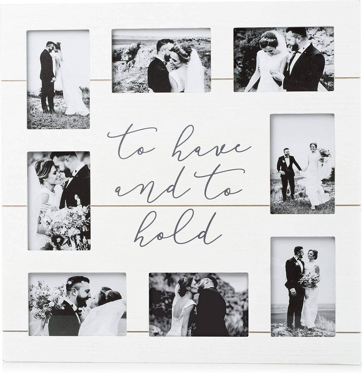 Elegant 20x20 Shiplap Collage Frame with 8 Photo Inserts - Wedding Keepsake