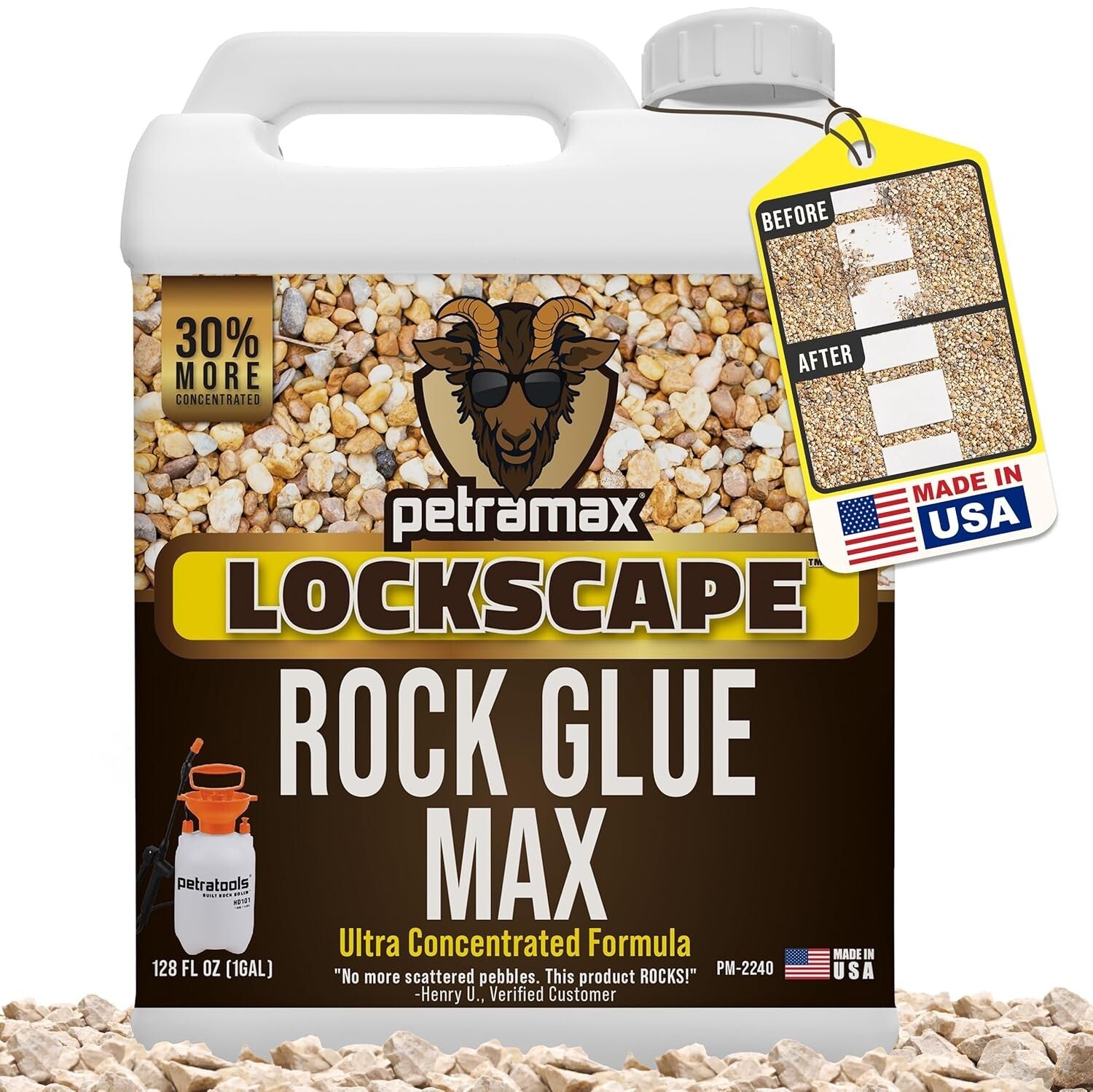 Eco-Friendly Rock Glue, 1 Gallon - Reliable Adhesive for Gravel, Pebbles & Mulch