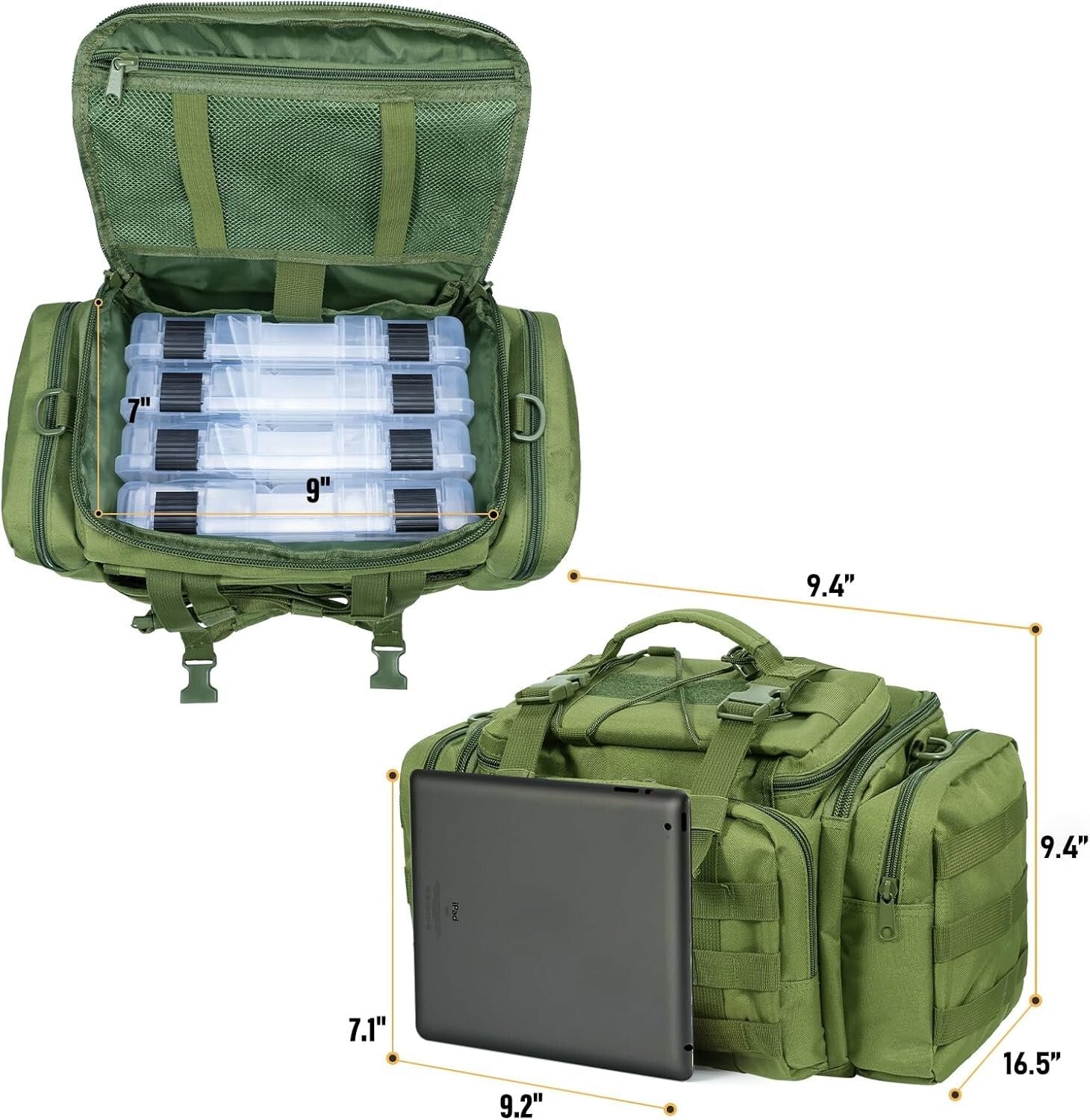 Durable Fishing Tackle Bag with 60 Assorted Lures - Lightweight & Convenient