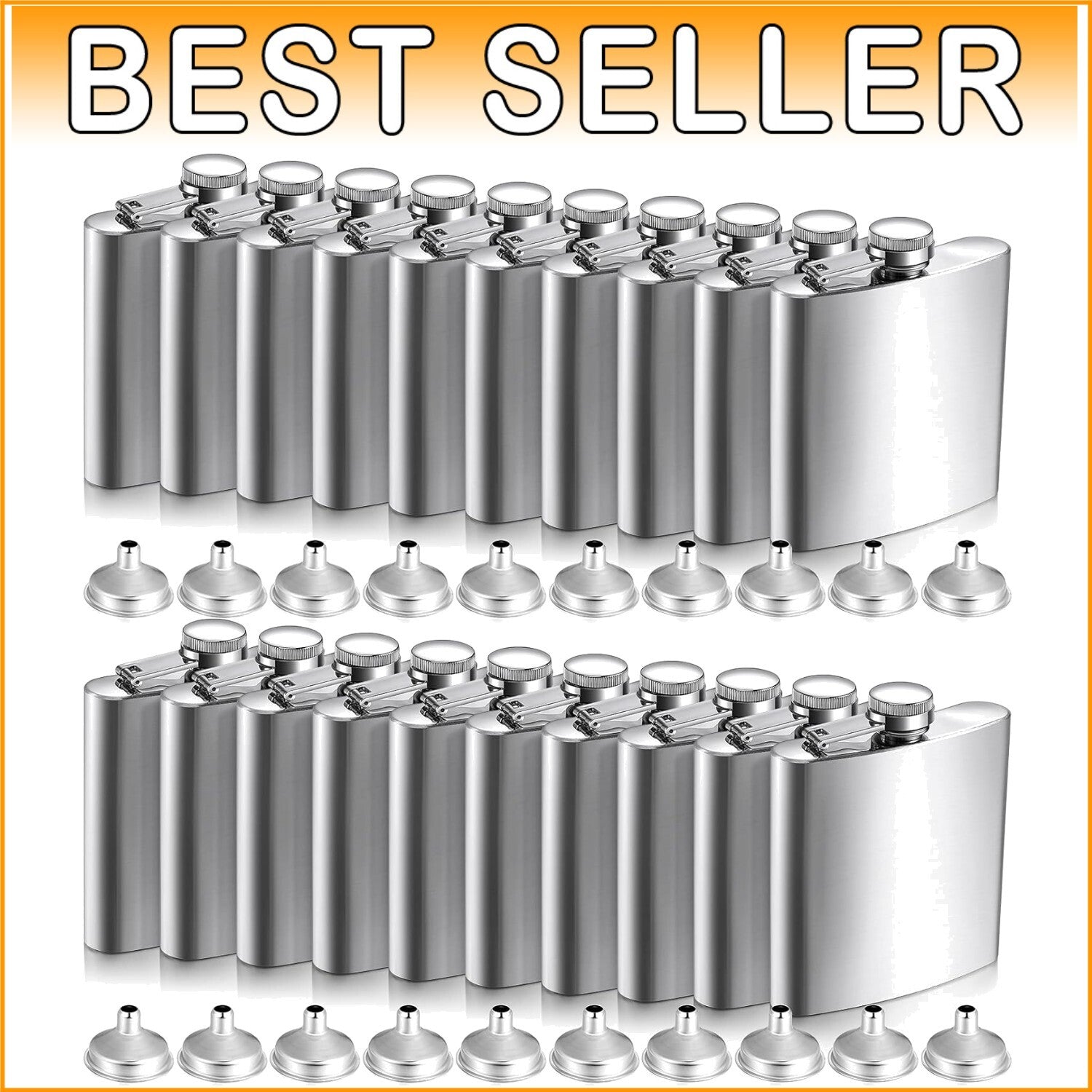 Elegant 20-Set Stainless Steel Hip Flasks with Funnels - 8oz for Every Occasion