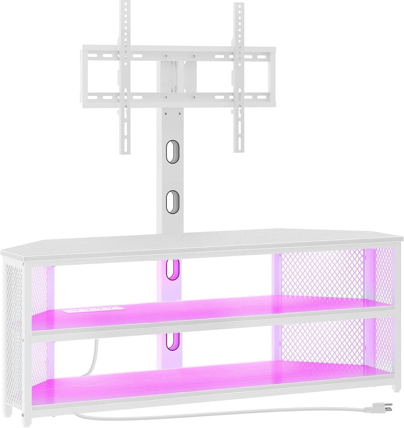 Swivel LED TV Stand with Mount, Power Outlet & Adjustable Heights - For Up to...