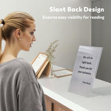 Load image into Gallery viewer, Durable 8.5 x 11 Acrylic Sign Holders - 30 Pack Clear Table Stands for Display