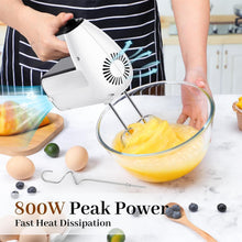 Load image into Gallery viewer, Turbo Boost Electric Hand Mixer - 5-Speed with 2 Beaters, 2 Dough Hooks - White