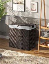 Load image into Gallery viewer, Space-Saving 110L Laundry Hamper with Two Liner Bags and Classic Brown Finish