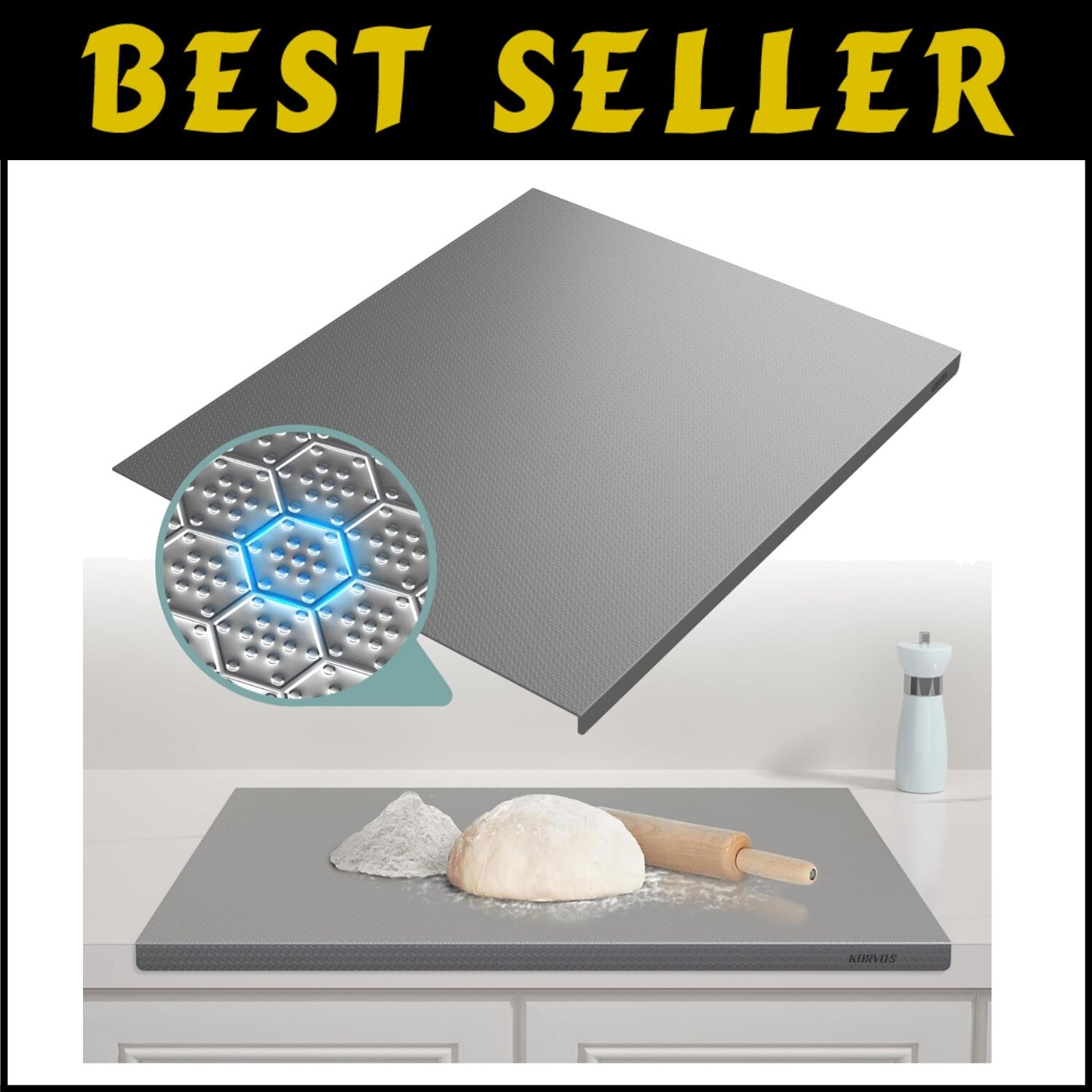 Large 23.62" x 19.68" 304 Stainless Steel Cutting Board - Heavy Duty & Non-Slip