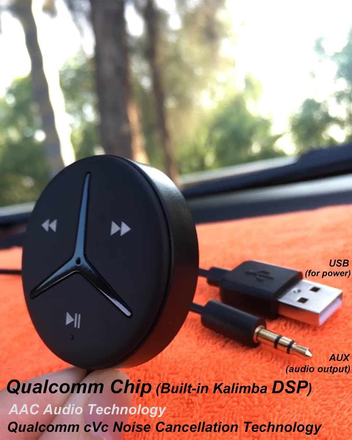 Lightweight Bluetooth Car Kit for Music Streaming and Hands-Free Calls - Black