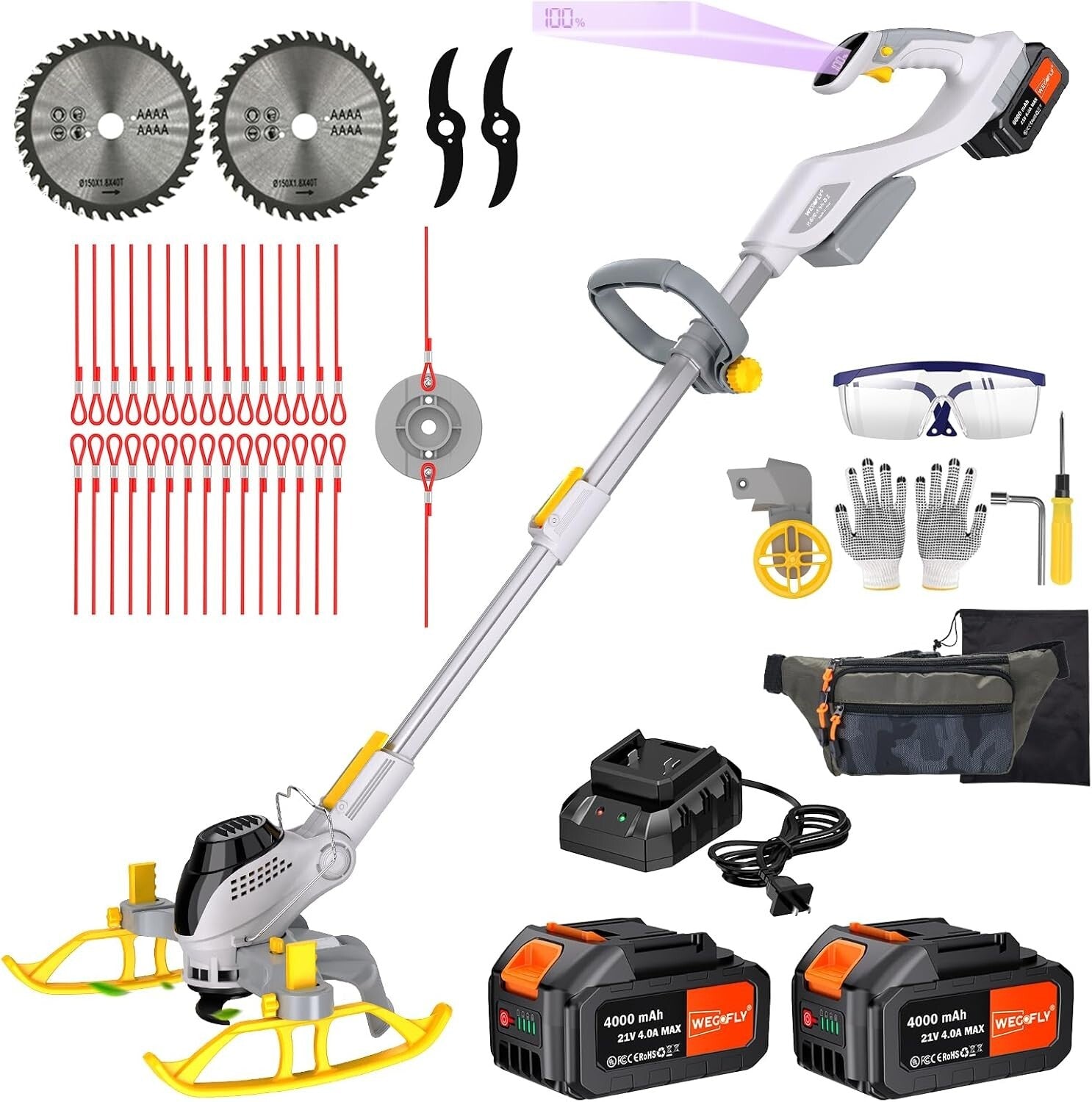 12-Inch Cordless String Trimmer & Edger with 3 Cutting Methods - Battery Powered