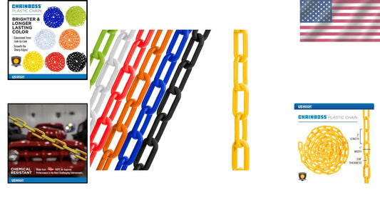 Heavy-Duty 2" Yellow Safety Chain - 100' with SunShield UV Protection Technology