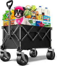 Load image into Gallery viewer, 220lb Capacity Collapsible Beach Wagon with Large Wheels - All-Terrain Utility