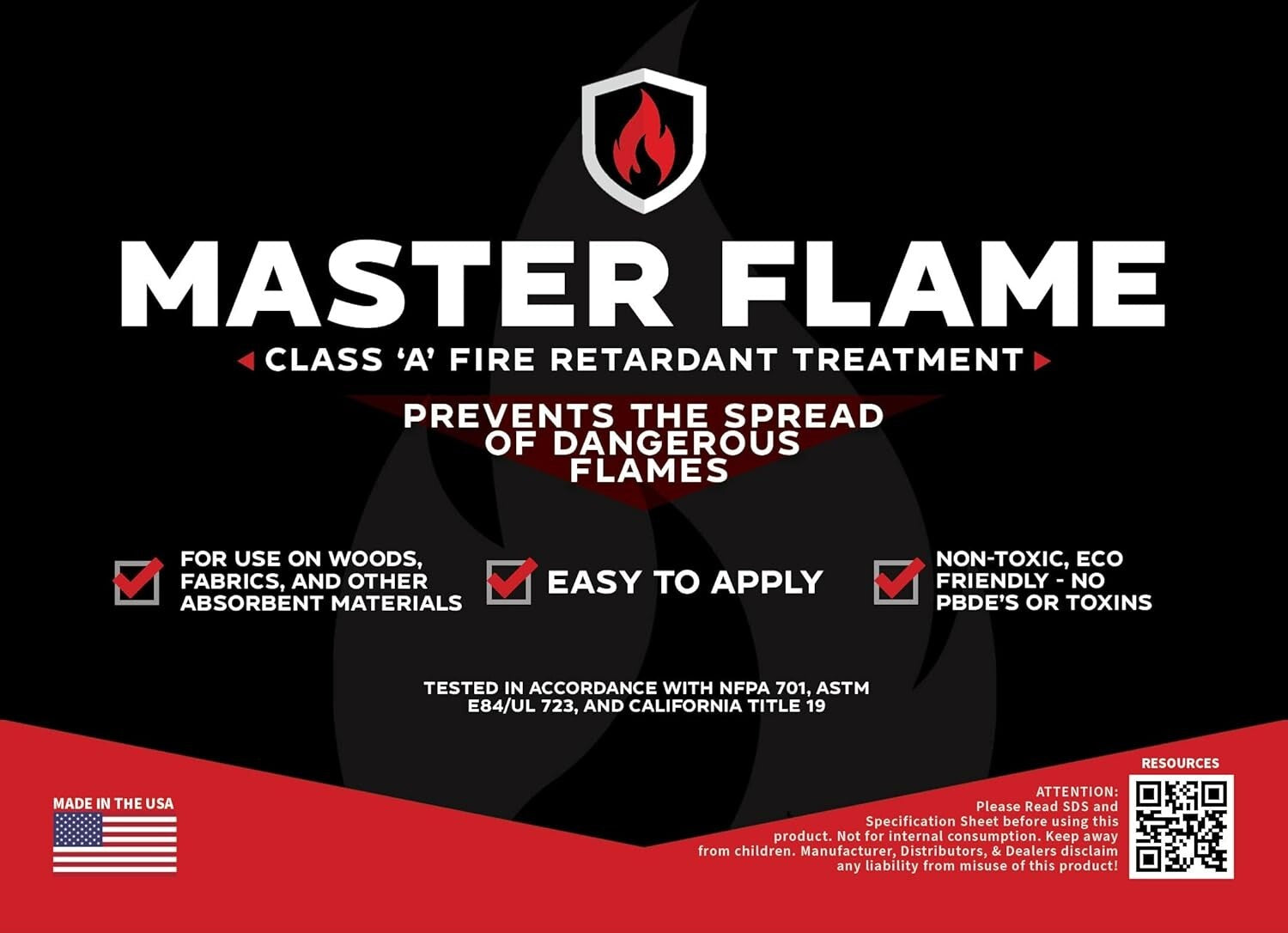 1 Gallon Master Flame Fire Retardant - Tested Spray for Wood, Fabric & Paper